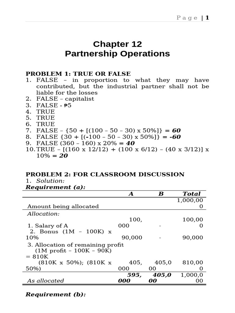 Partnership Operations Overview | PDF | Partnership | Interest