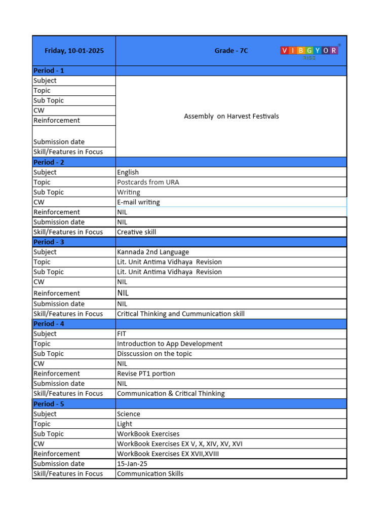 7C - 10-Jan Daily Work | PDF | Summer Sports