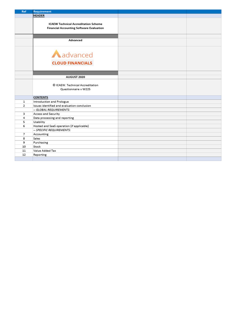 ICAEW Questionnaire Finance Advanced Cloud Financials | PDF | Cloud ...