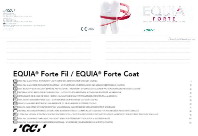 Equia Forte Instructions for Dental Use | PDF