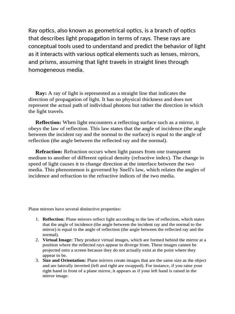 Understanding Ray Optics Principles | PDF | Optics | Reflection (Physics)