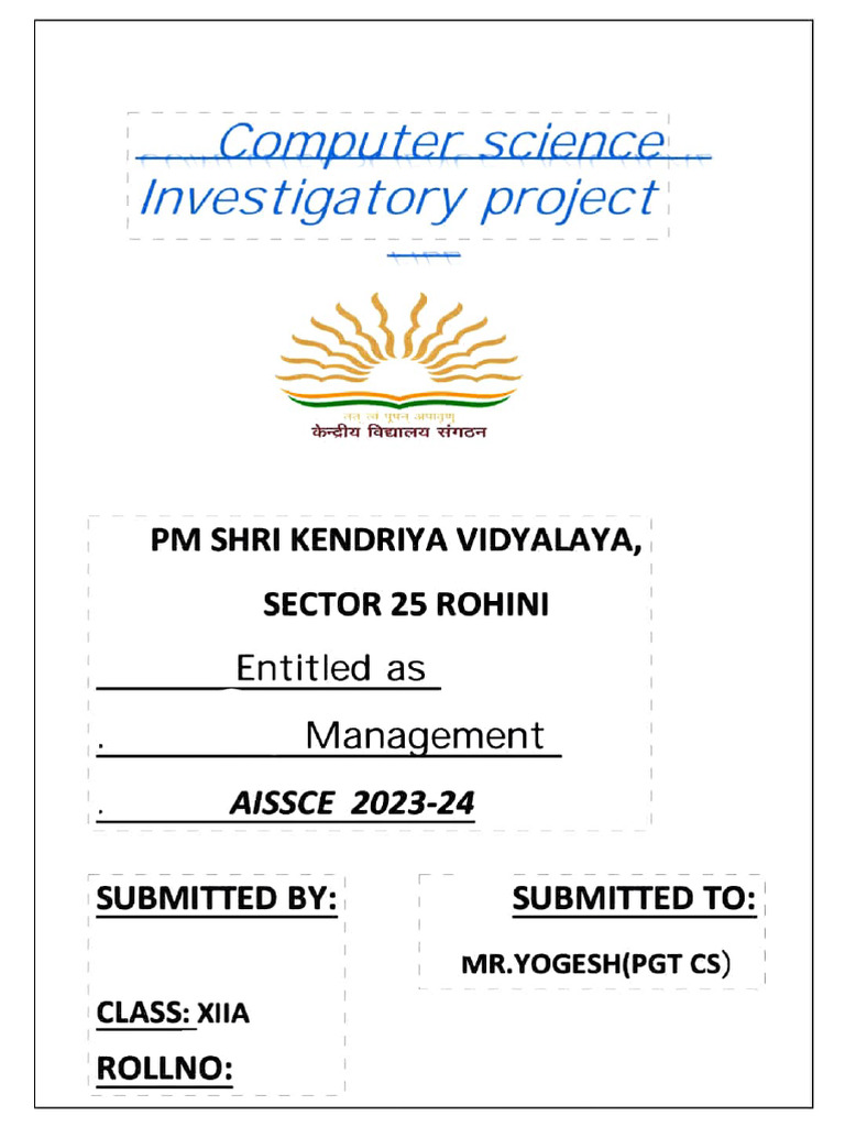 Computer Science Project Management AISSCE | PDF