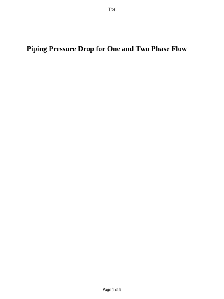 Piping Pressure Drop Analysis Guide | PDF | Liquids | Flow Measurement