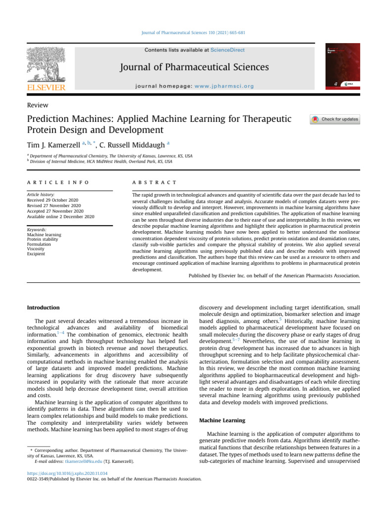 Machine Learning in Protein Development | PDF | Regression Analysis ...
