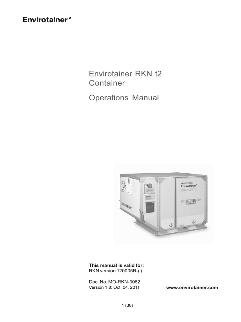 Envirotainer RKN t2 Operations Manual | PDF | Cargo | Hypothermia