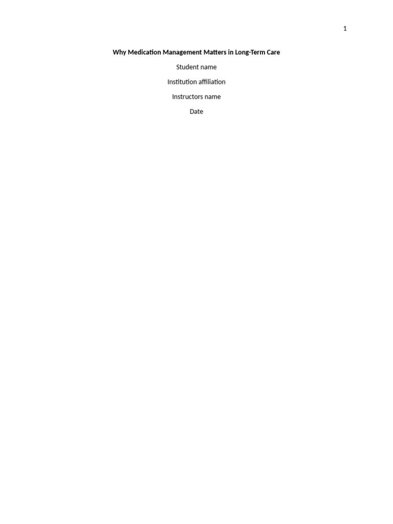 Importance of Medication Management in LTC | PDF | Pharmacy | Clinical ...