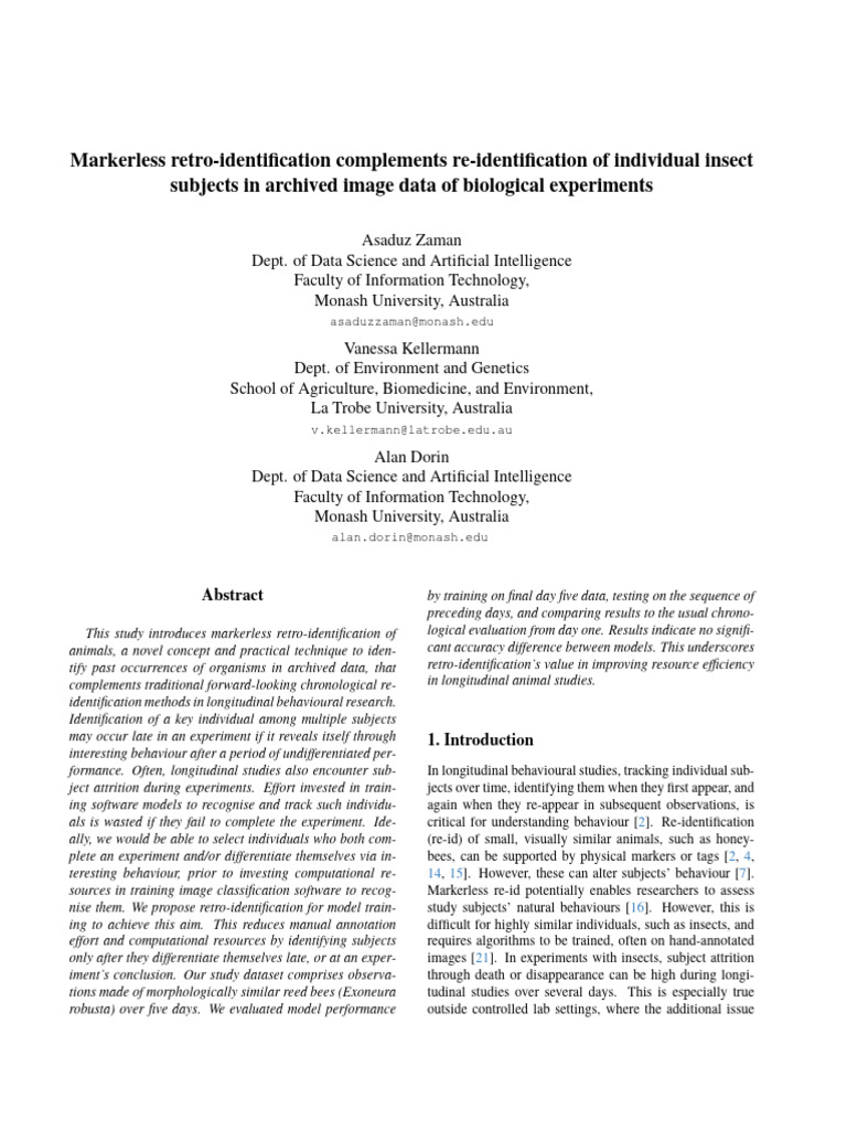 Markerless Retro Identification | PDF | Bees | Experiment