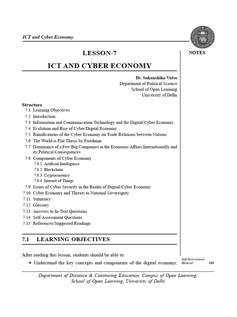 ICT and the Cyber Economy Overview | PDF | Internet Of Things ...