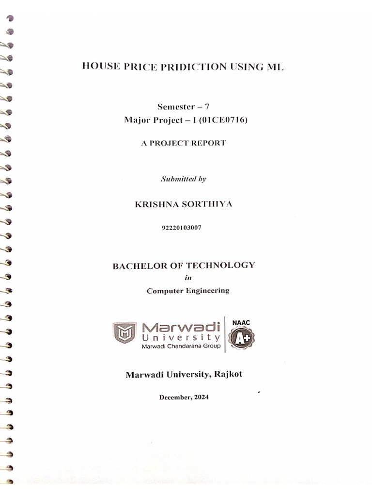 Krishna Sorthiya - House Price Prediction Using ML | PDF