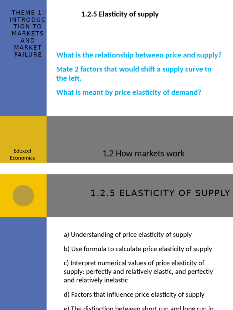 1.2.5 Elasticity of Supply | PDF | Price Elasticity Of Demand | Supply ...