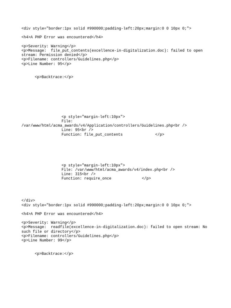 PHP Error: Permission Denied & File Not Found | PDF | Computer File ...