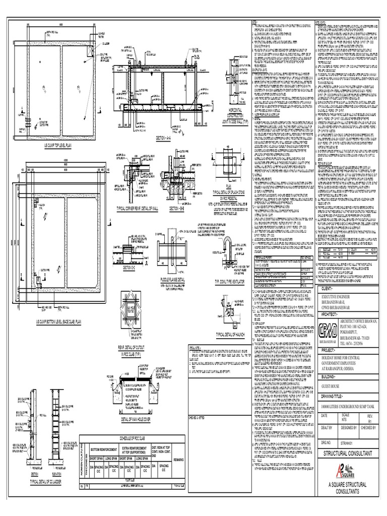RCC Water Sump Design Details | PDF | Concrete | Materials