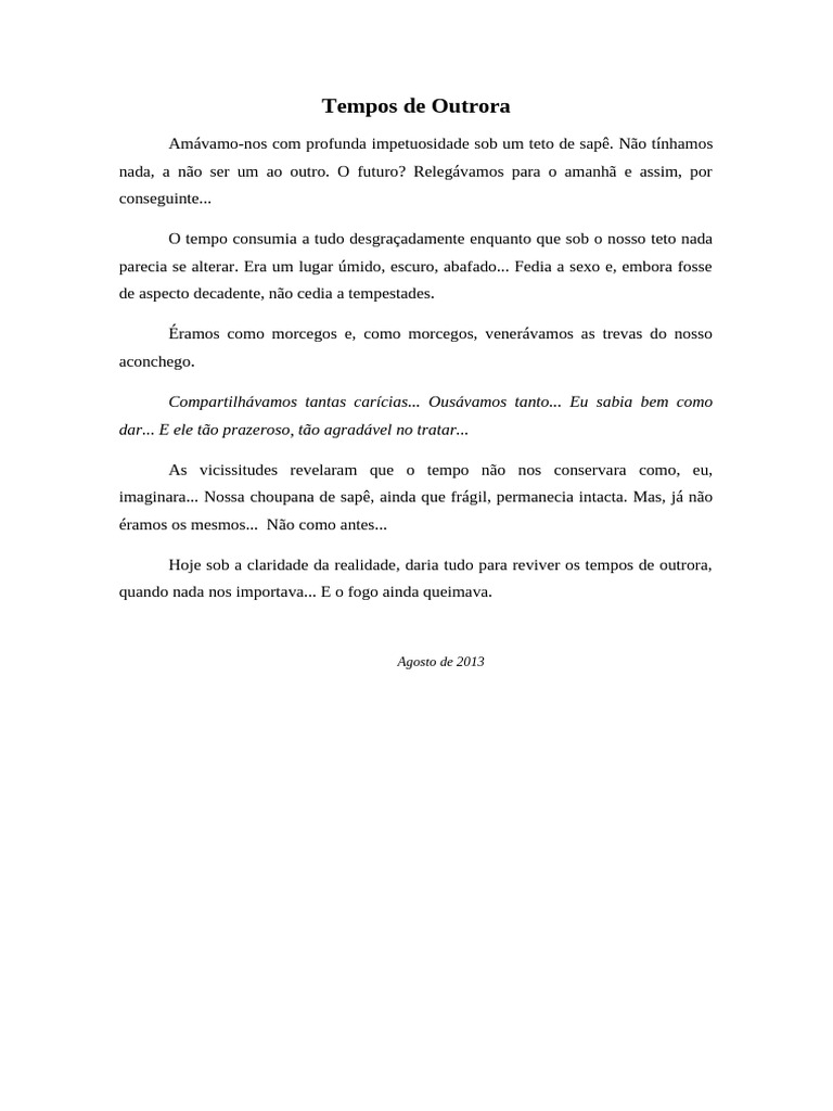 Revivendo Tempos de Outrora | PDF