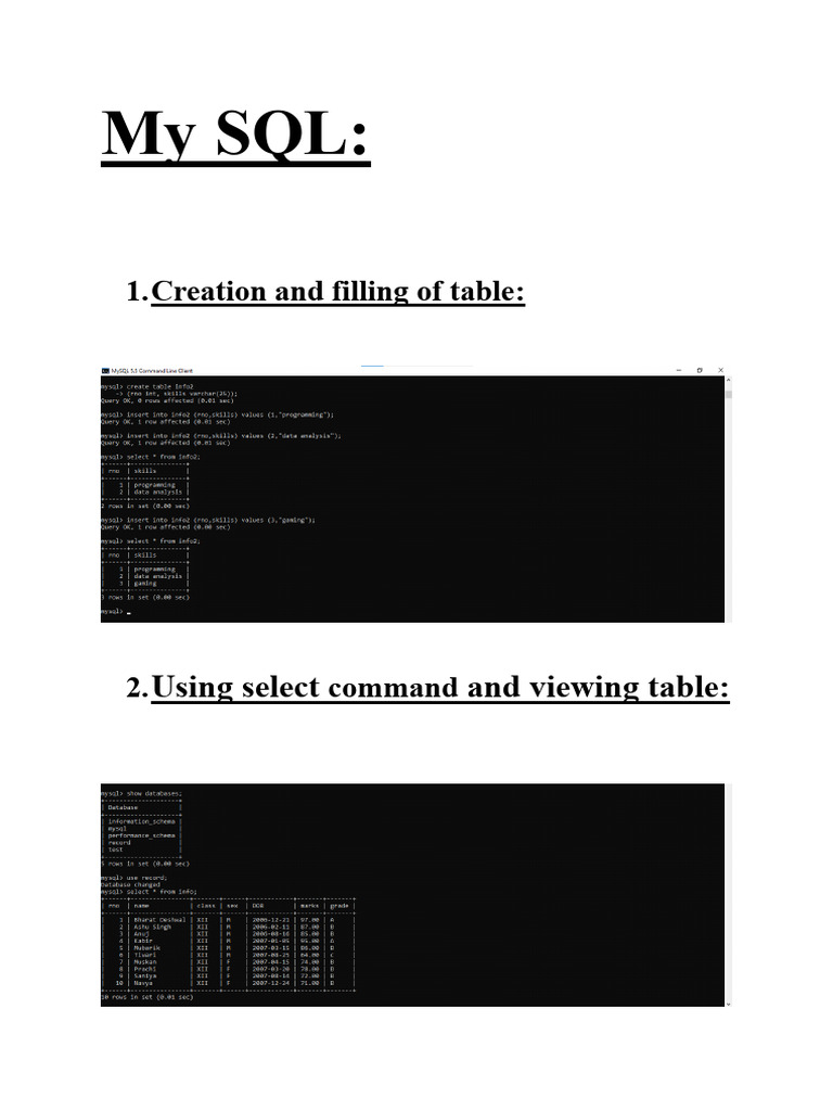 SQL Table Management and Commands Guide | PDF