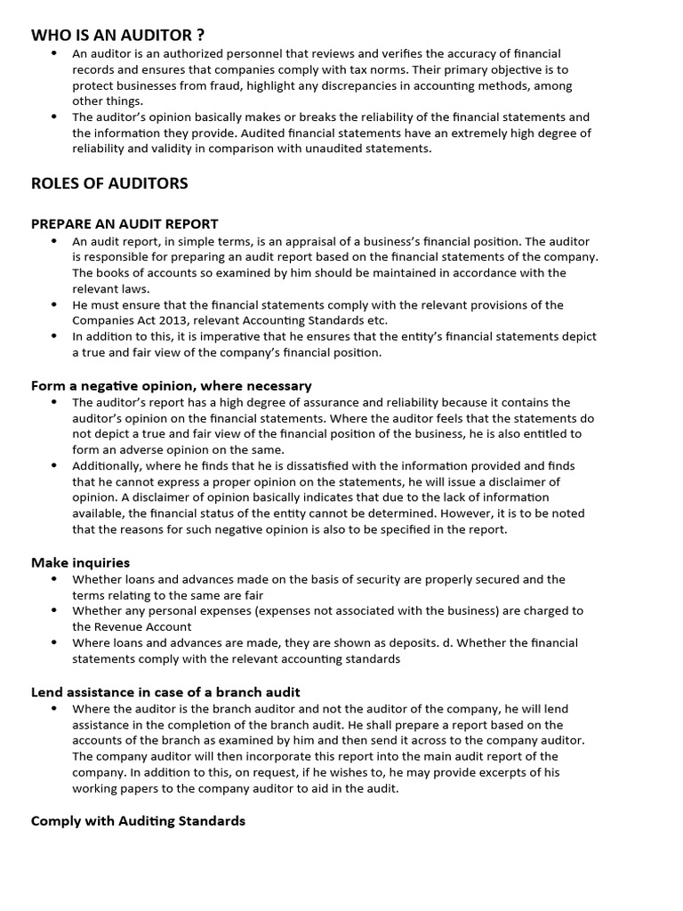 Understanding the Role of Auditors | PDF | Audit | Auditor's Report