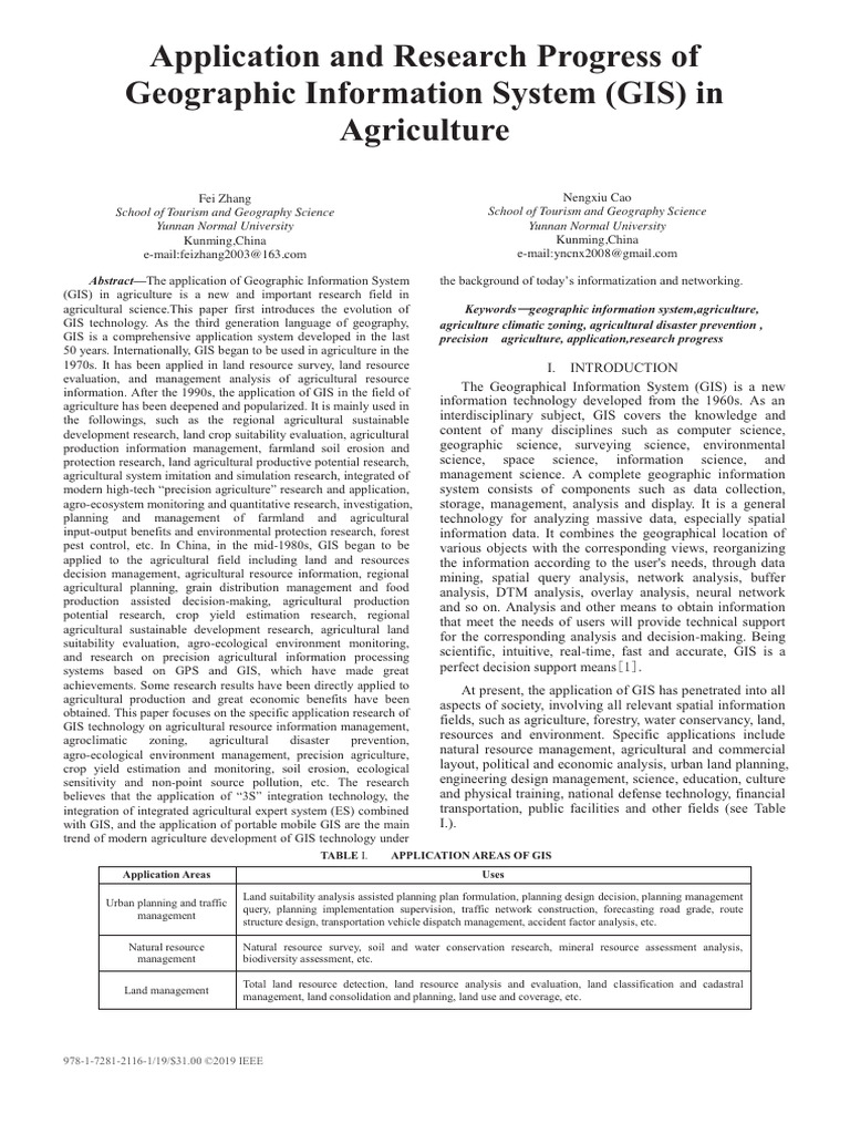 GIS Applications in Agriculture | PDF | Geographic Information System ...