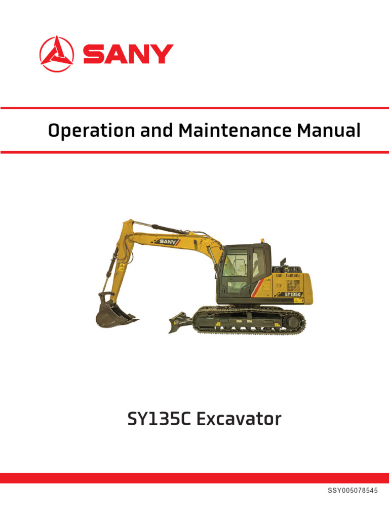 SY135C Excavator Operation Manual | PDF | Motor Oil