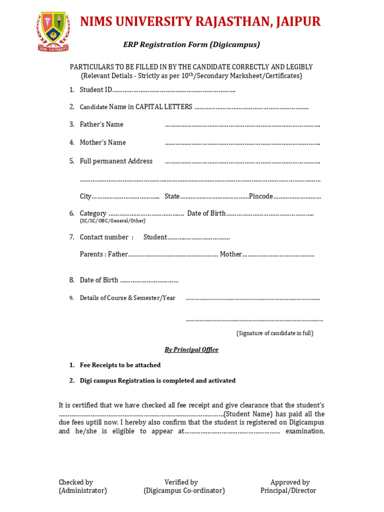 Digicampus Registration Form Guide | PDF