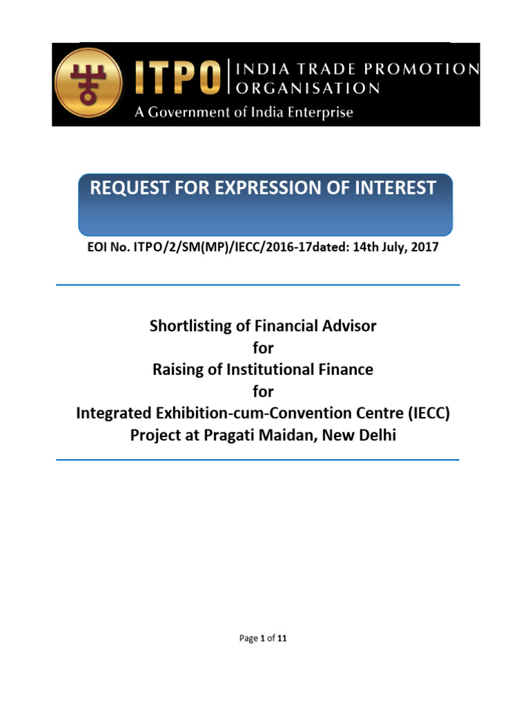 Financial Advisor EOI for IECC Project | PDF | Business