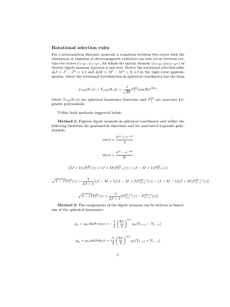 Rotational Selection Rules | PDF | Physics | Mathematical Objects