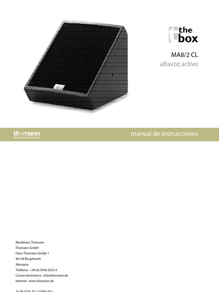 Manual de Altavoz Activo MA8/2 CL | PDF | Altoparlante | Conector eléctrico
