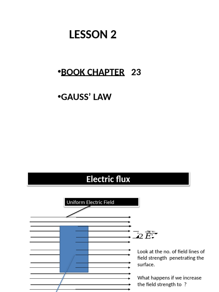 Physics - 1 - LESSON 3 (Final Term - Fall 2024-25) | PDF | Flux ...