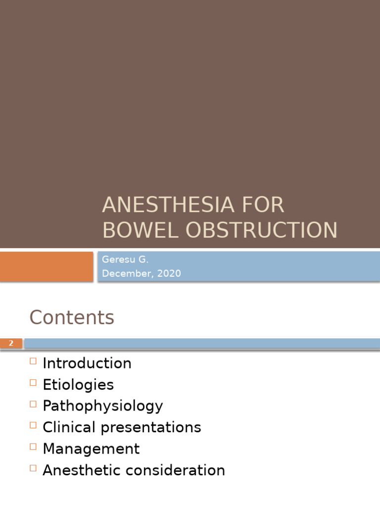 Anesthesia For Intestinal Surgeries | PDF | Peritoneum | Anesthesia