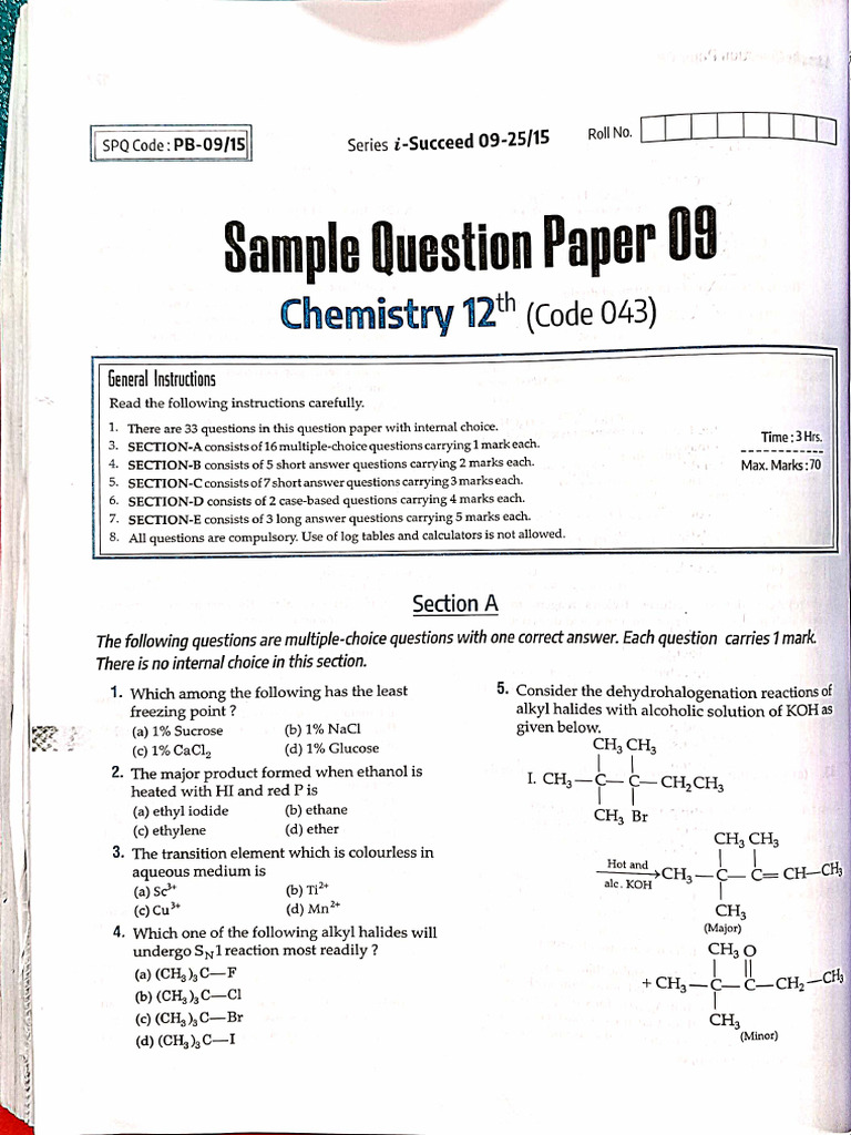 Sample Paper 09 ? | PDF