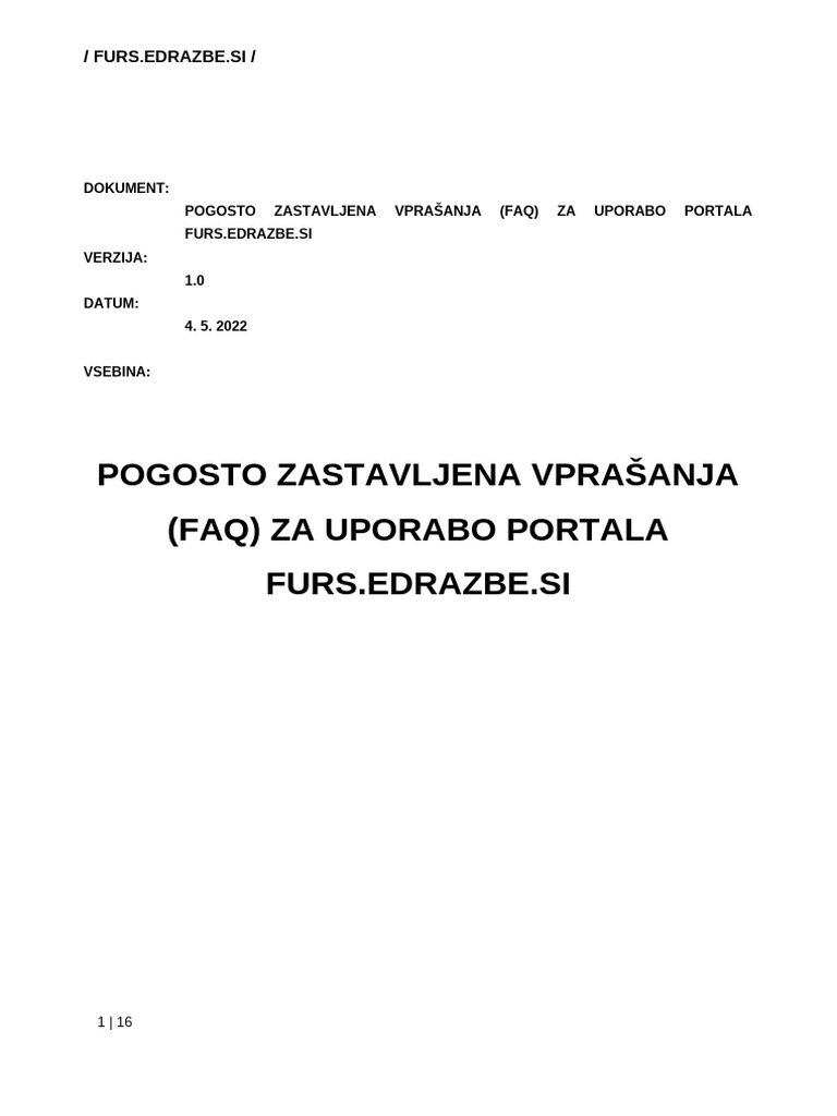 FAQ Za Zunanje Uporabnike Portala - v1 - 0 | PDF