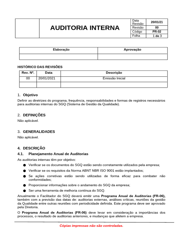 Diretrizes para Auditoria Interna SGQ | PDF | Auditoria interna | ISO 9000