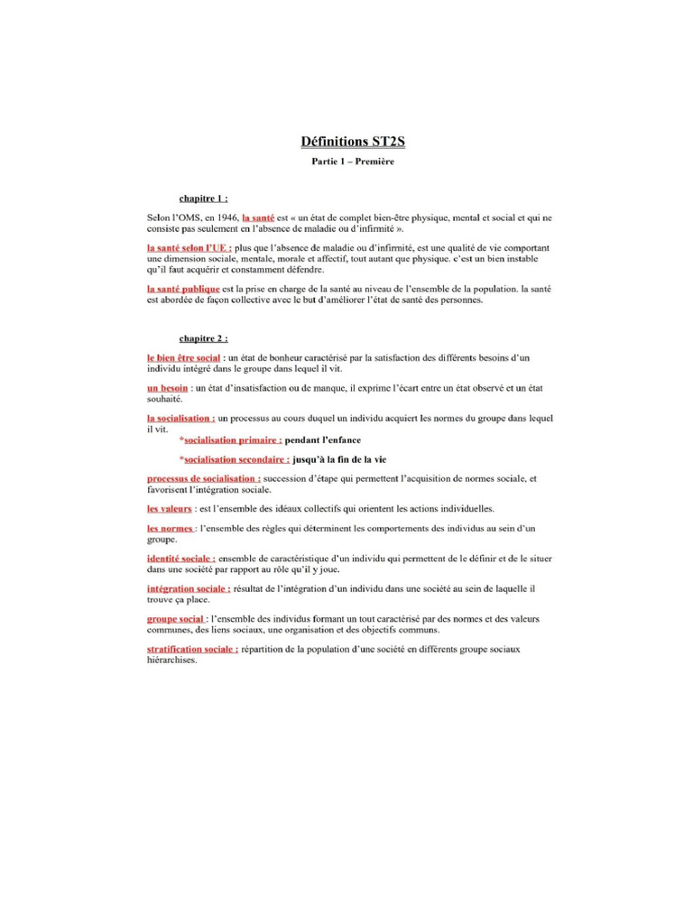 STSS Définitions | PDF