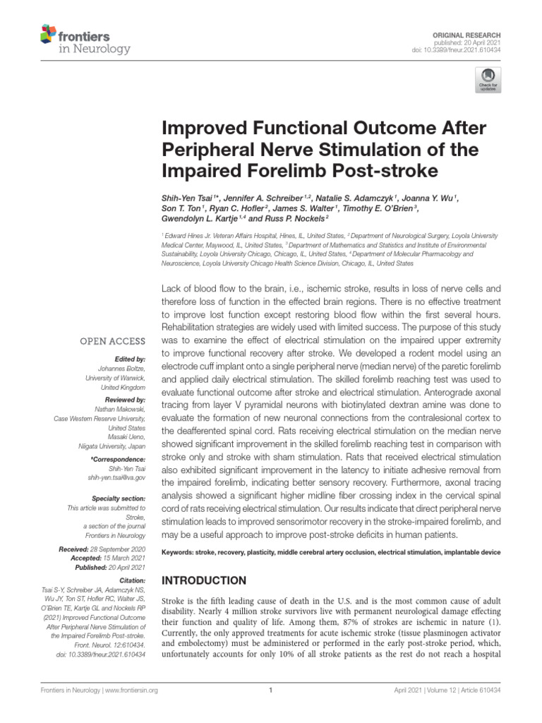 2021 Improved functional outcome after p小鼠 | PDF | Stroke | Physical ...