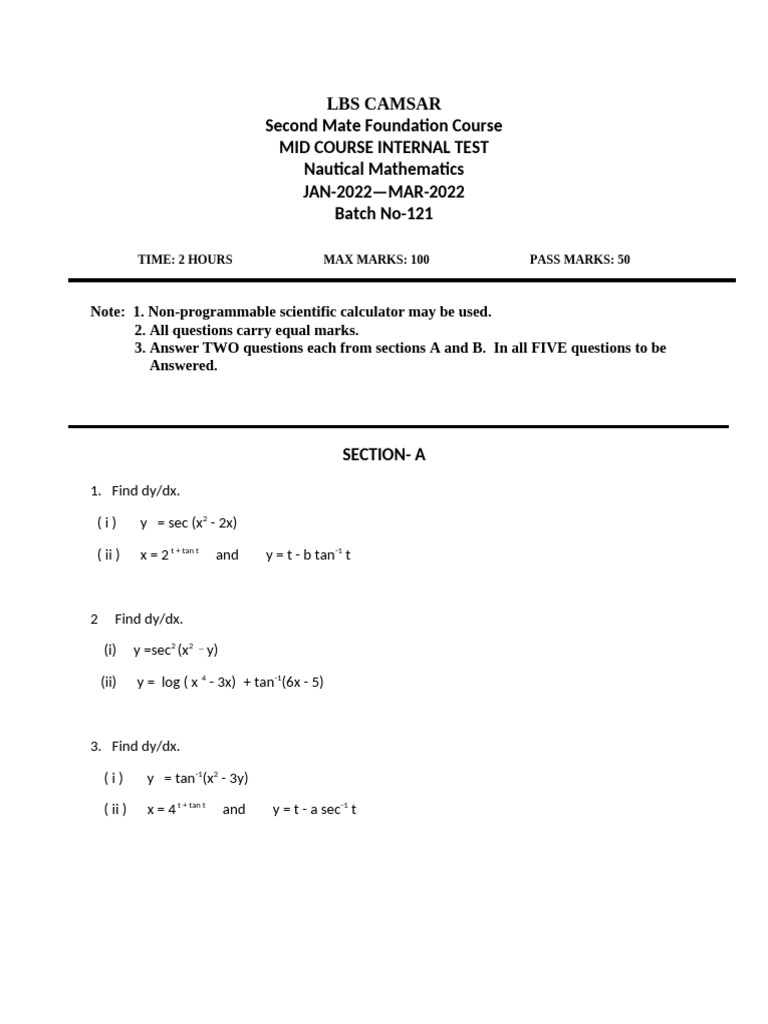Fab Integrals Int Test Feb 2022 | PDF