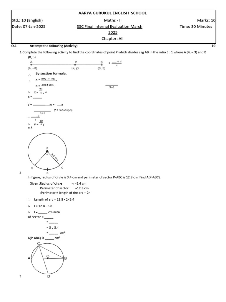 10th M-2 Assignment | PDF | Circle | Area