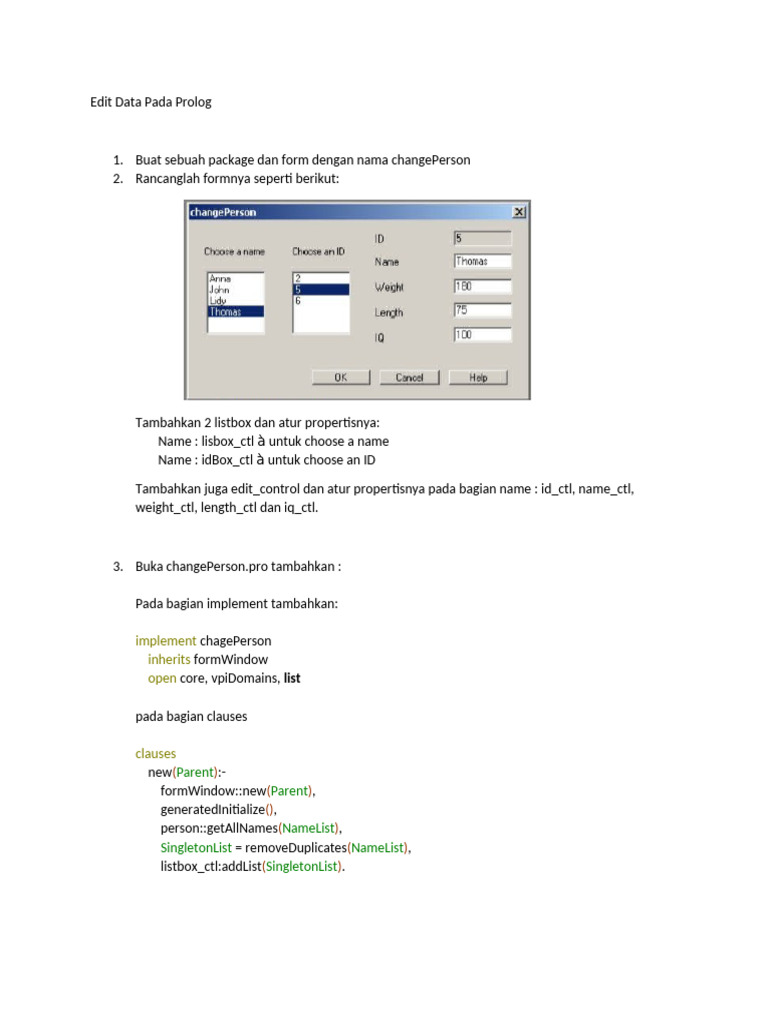 Edit Data Person di Prolog | PDF