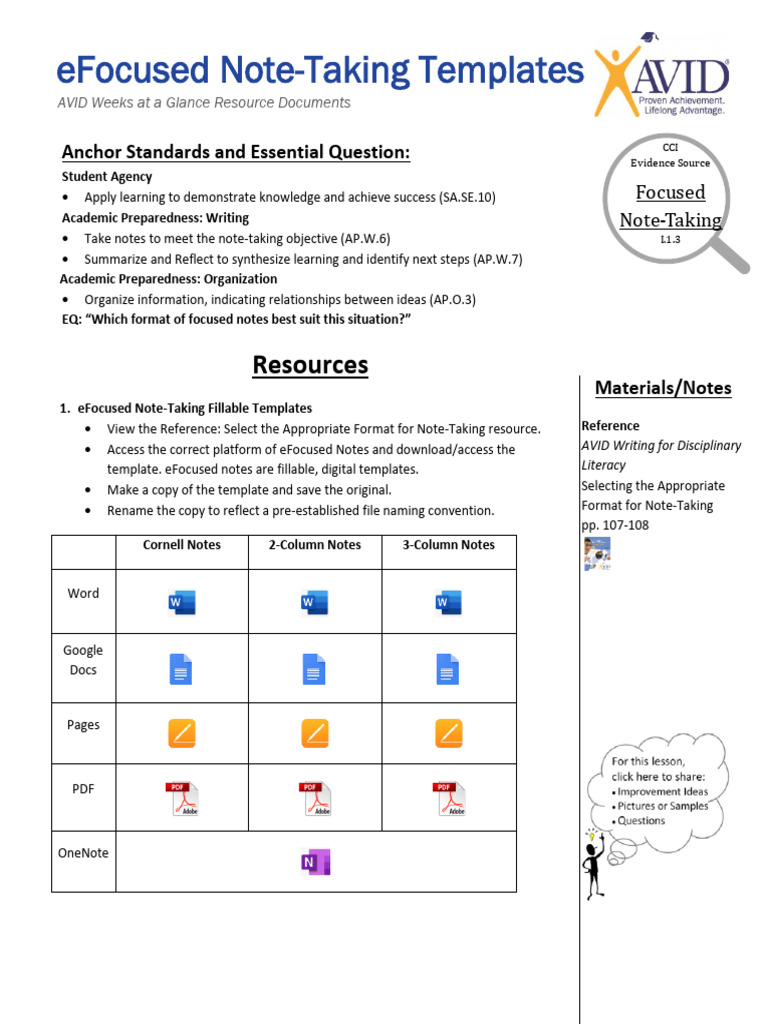 eFocused Note-Taking Templates Guide | PDF | Learning | Romeo And Juliet