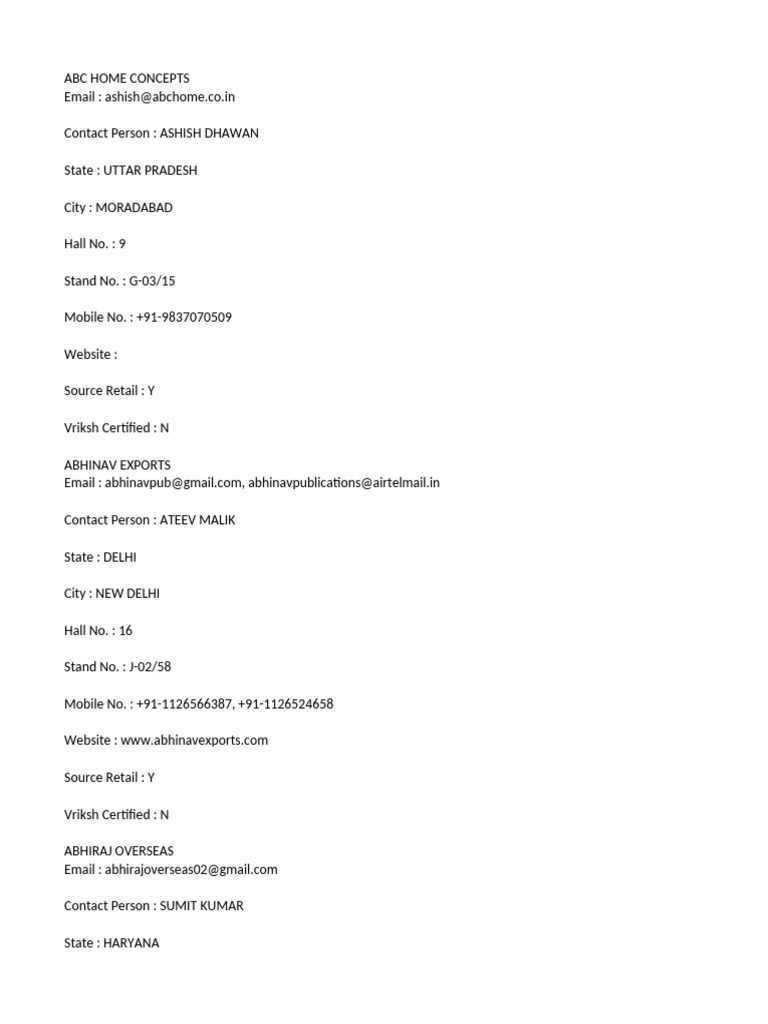 ABC Home Concepts Contact Details | PDF