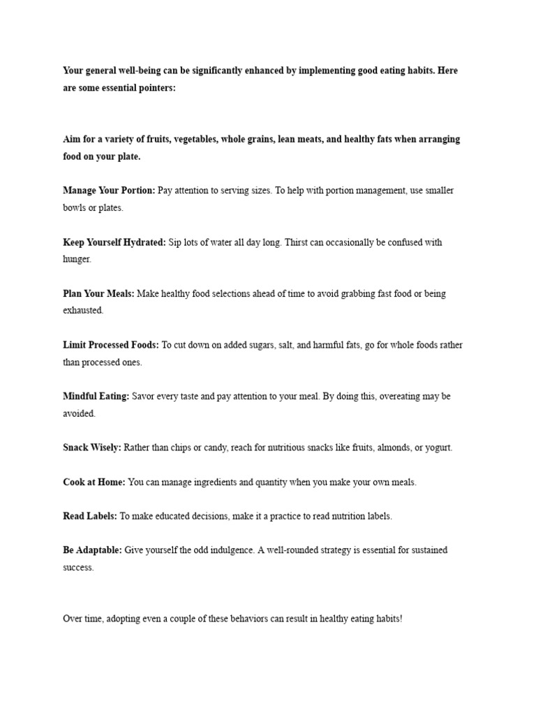 Habits Of Healthy Eating Pdf