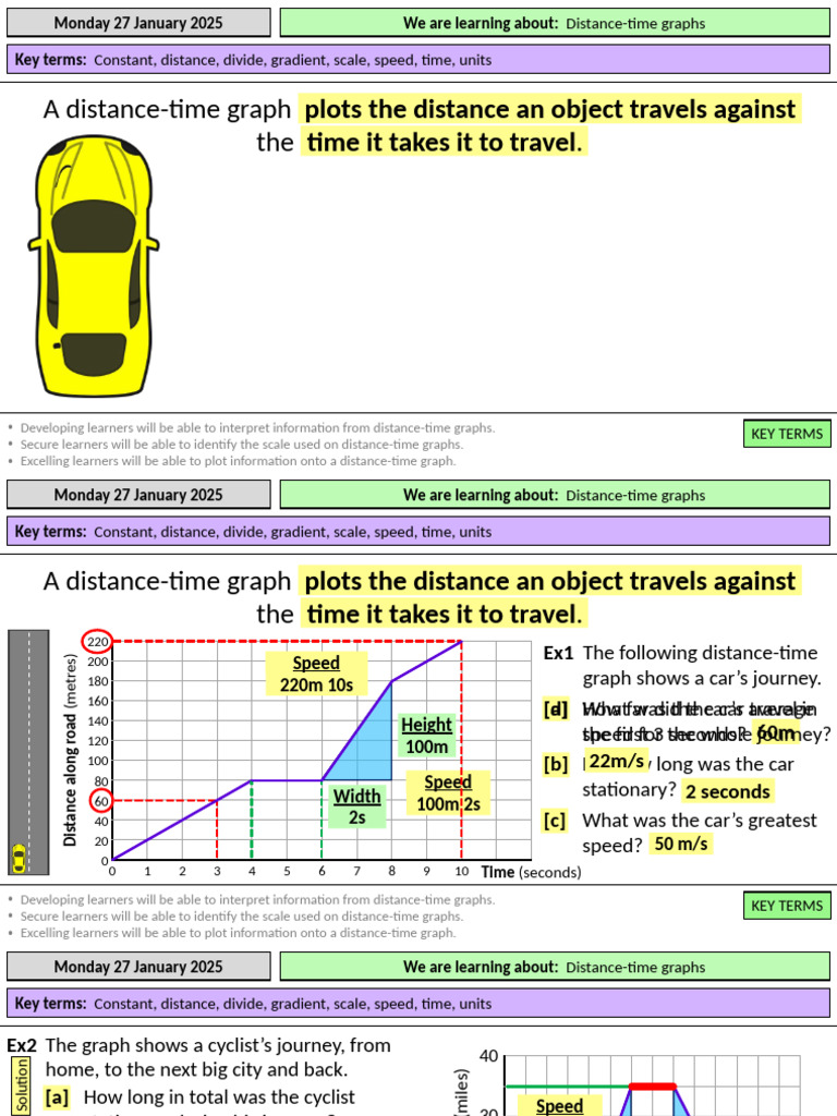 Distance-Time Graphs: Learning Guide | PDF | Speed | Velocity