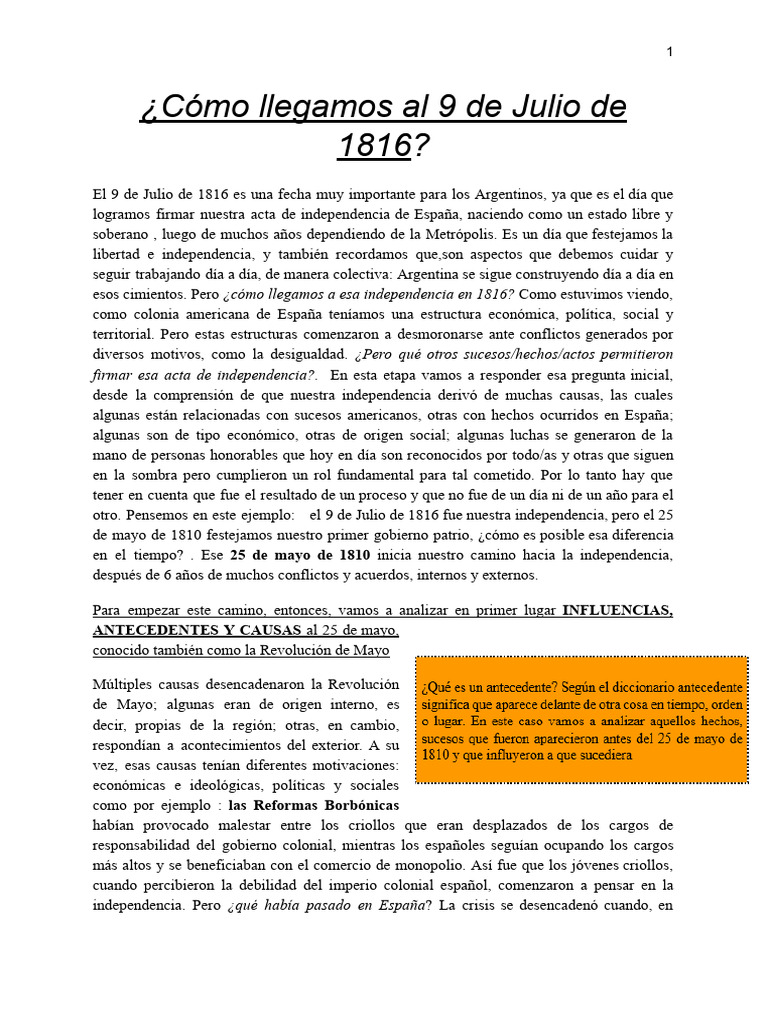 Causas de la Independencia Argentina | PDF | Imperio español | España