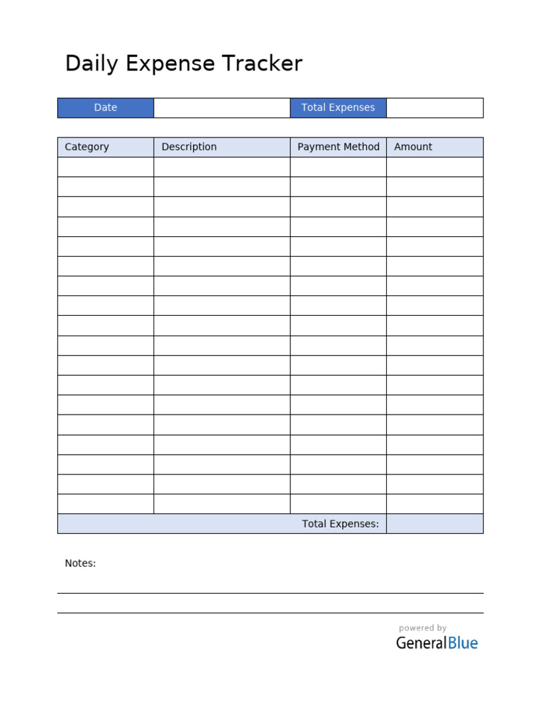 Blue Daily Expense Tracker | PDF