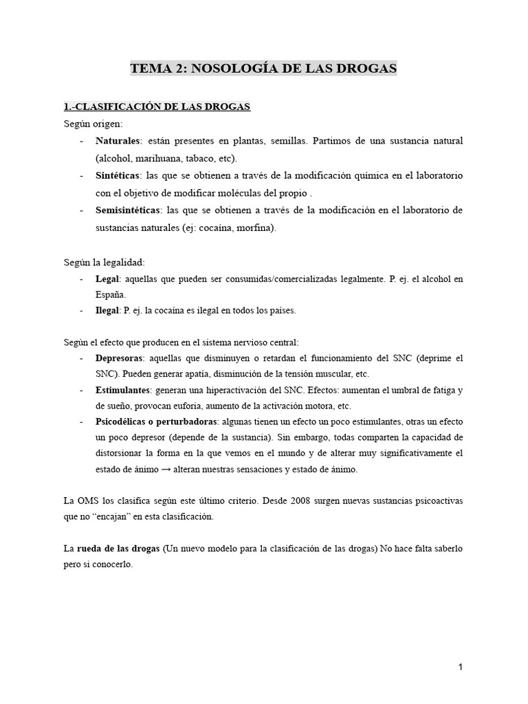 Tema 2 Nosología de Las Drogas | PDF | Despachador de drogas | Cannabis ...