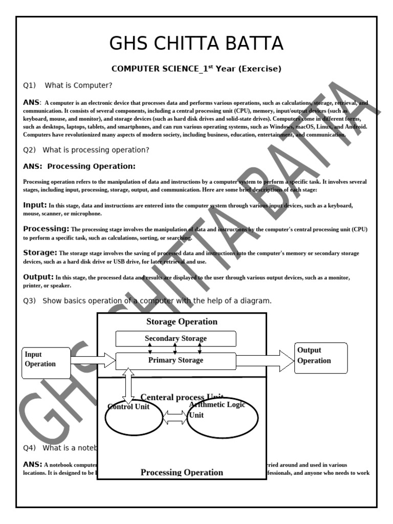 Chapter - 1st Short Questions | PDF | Computer Data Storage | Input/Output