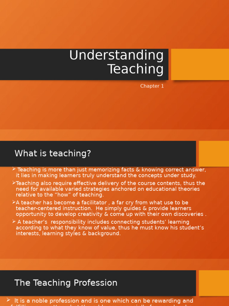 Chptr 1-Understanding Teaching | PDF | Learning | Educational Assessment