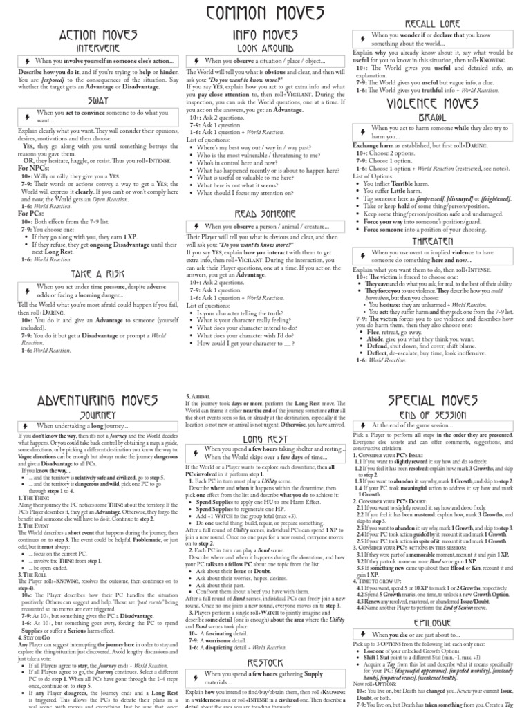 Action and Info Moves Guide | PDF