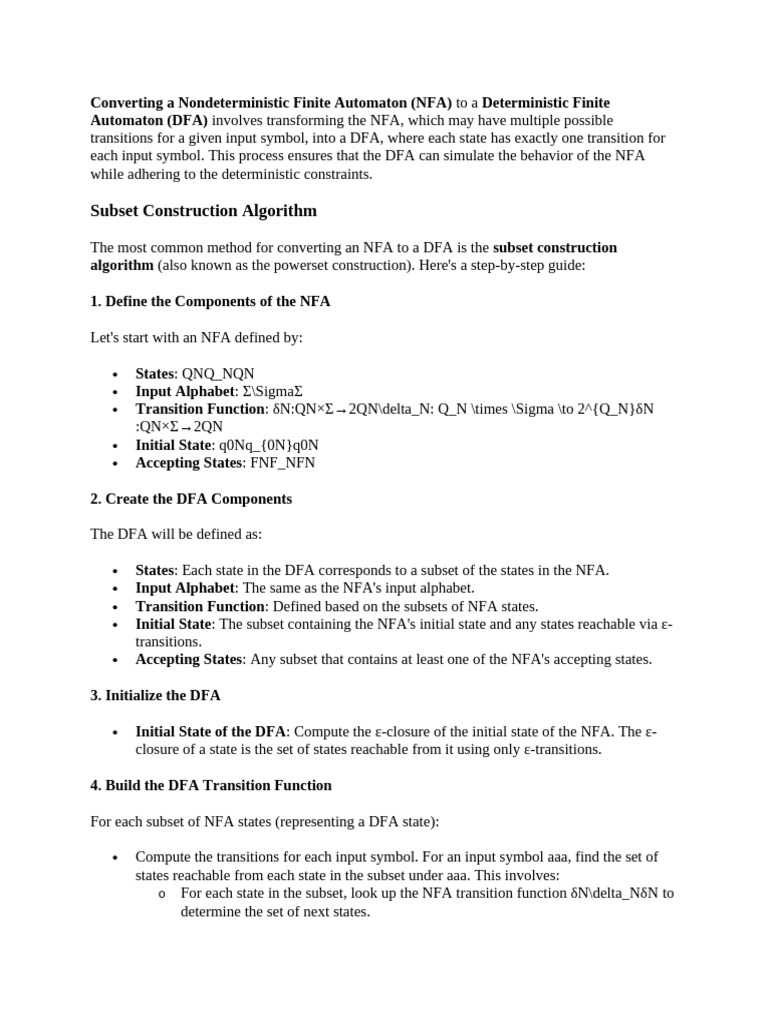 NFA to DFA Conversion Guide | PDF | Formal Methods | Theoretical ...