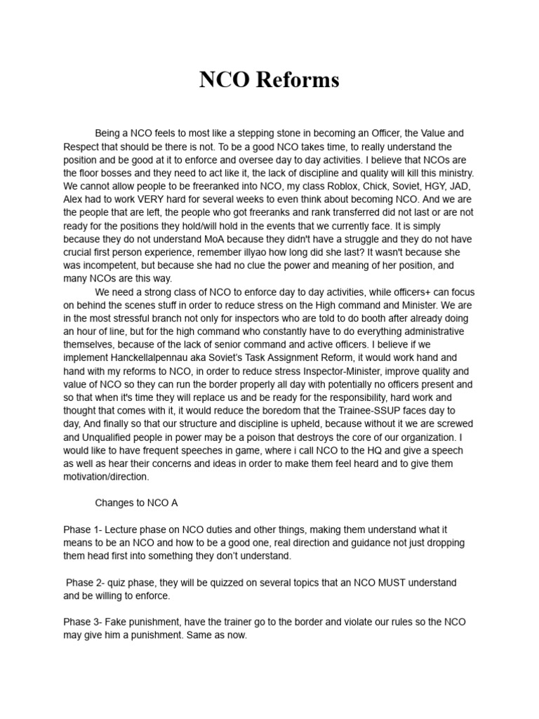 NCO Reforms | PDF | Non Commissioned Officer
