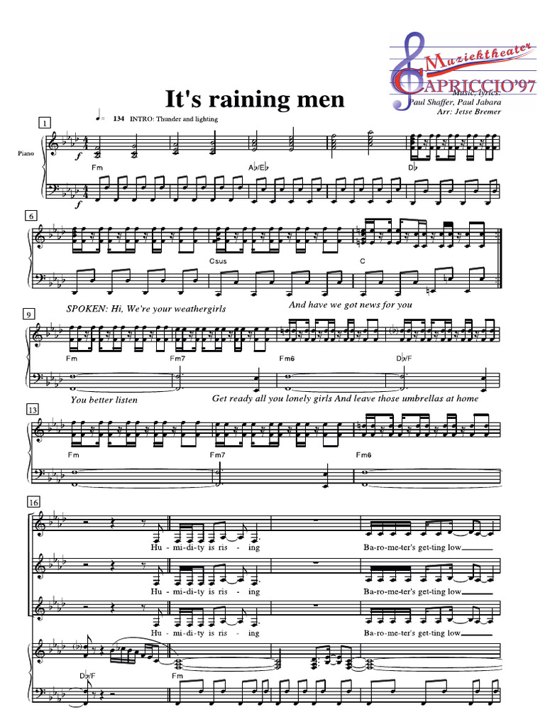 Its Raining Men Driestemmig Vrouwen | PDF