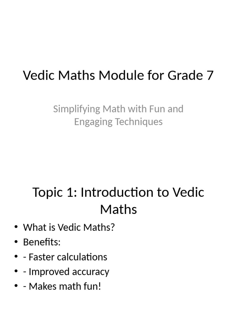 Vedic Maths Module | PDF | Mathematics | Applied Mathematics