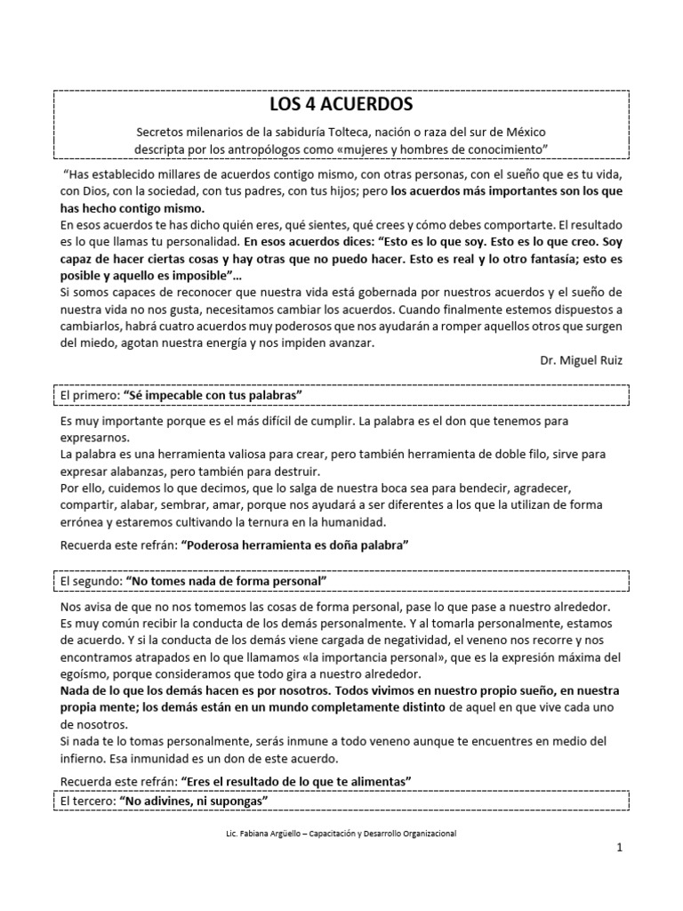 Resumen de los 4 Acuerdos | PDF